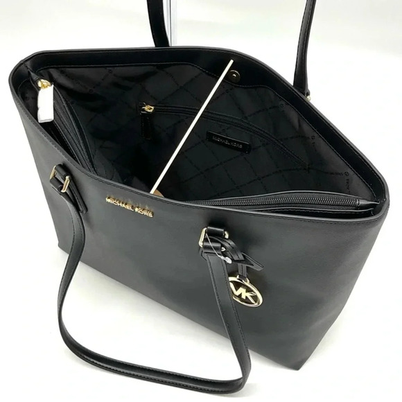 Michael Kors Bag Large Sheila Mf Tote Bag Black/Gold - Picture 8 of 11